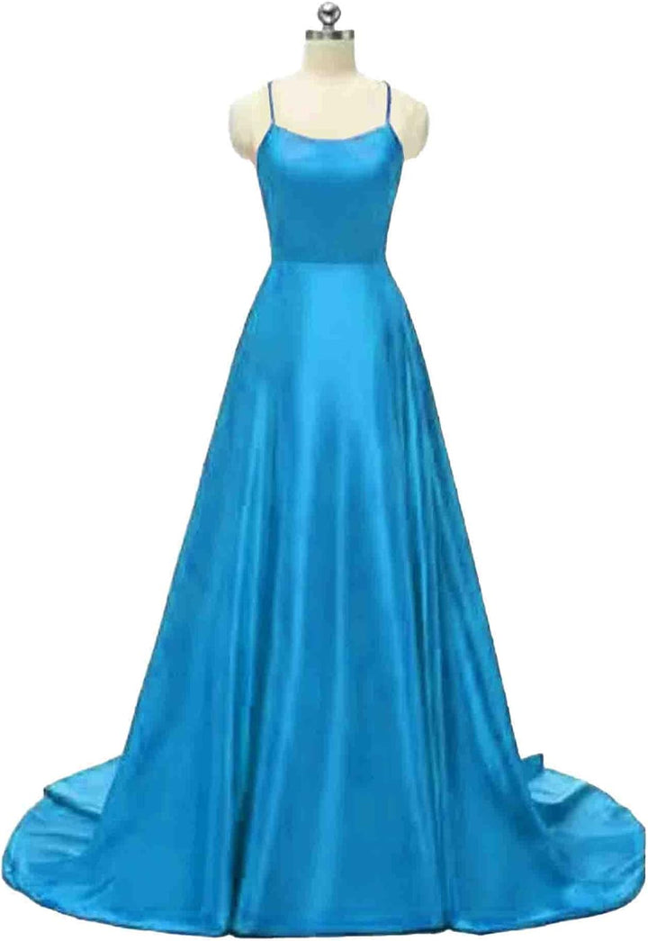 xxxiticat Damen Elegant Lange Ballkleider mit Taschen Satin A-Linie Backless Hochzeitskleid Abendkle