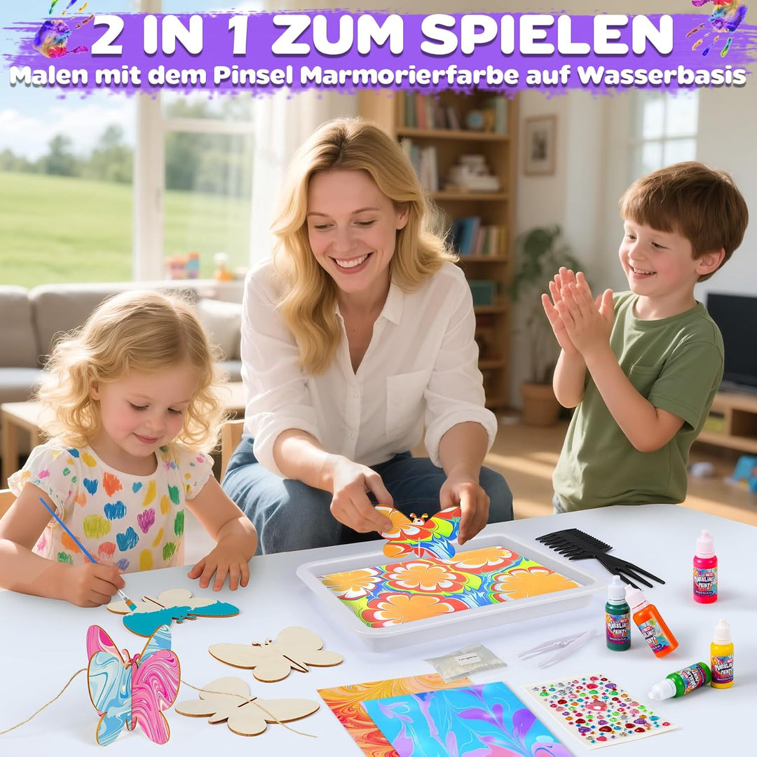 Wassermarmorierfarbe für Kinder - Kunsthandwerk für Mädchen und Jungen Bastelset Kinder ab 6 Jahre G