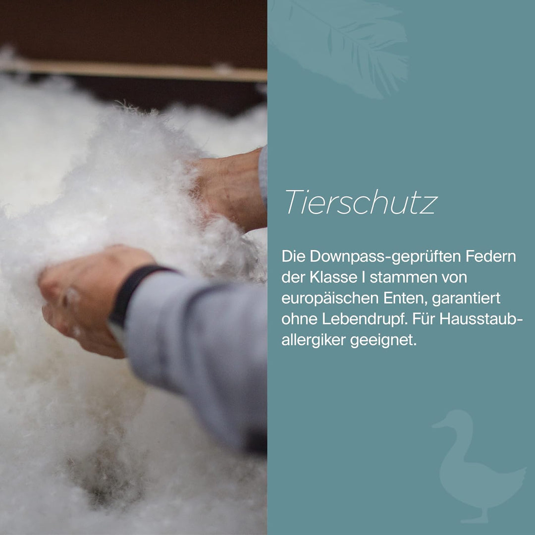 Daunenfee – Cassettendecke 200x200cm – mit Daunen &amp; Federn – 8x8 Karos, 2cm Stege – Handarbeit Made