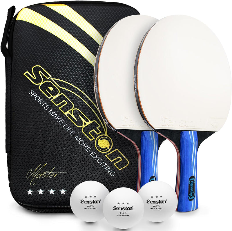 Senston Tischtennisschläger, 2 Tischtennis schläger Set, 3 Tischtennisbälle und Tragetasche, ideal f