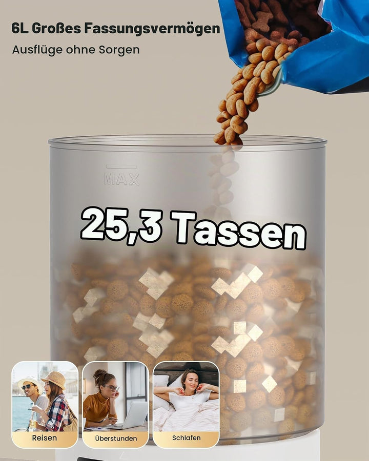 Futterautomat Katze Katzenfutter Automat WiFi: Futterspender Katze mit Massgeschneidert Zeitplan - A