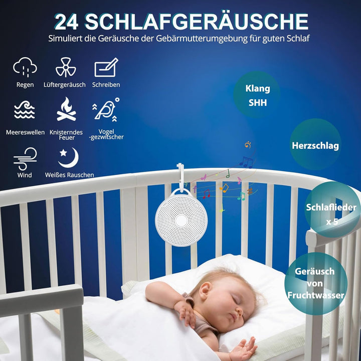 White Noise Machine Einschlafhilfe mit 24 Beruhigende Geräusche Tragbare Weisses Rauschen Maschine 2