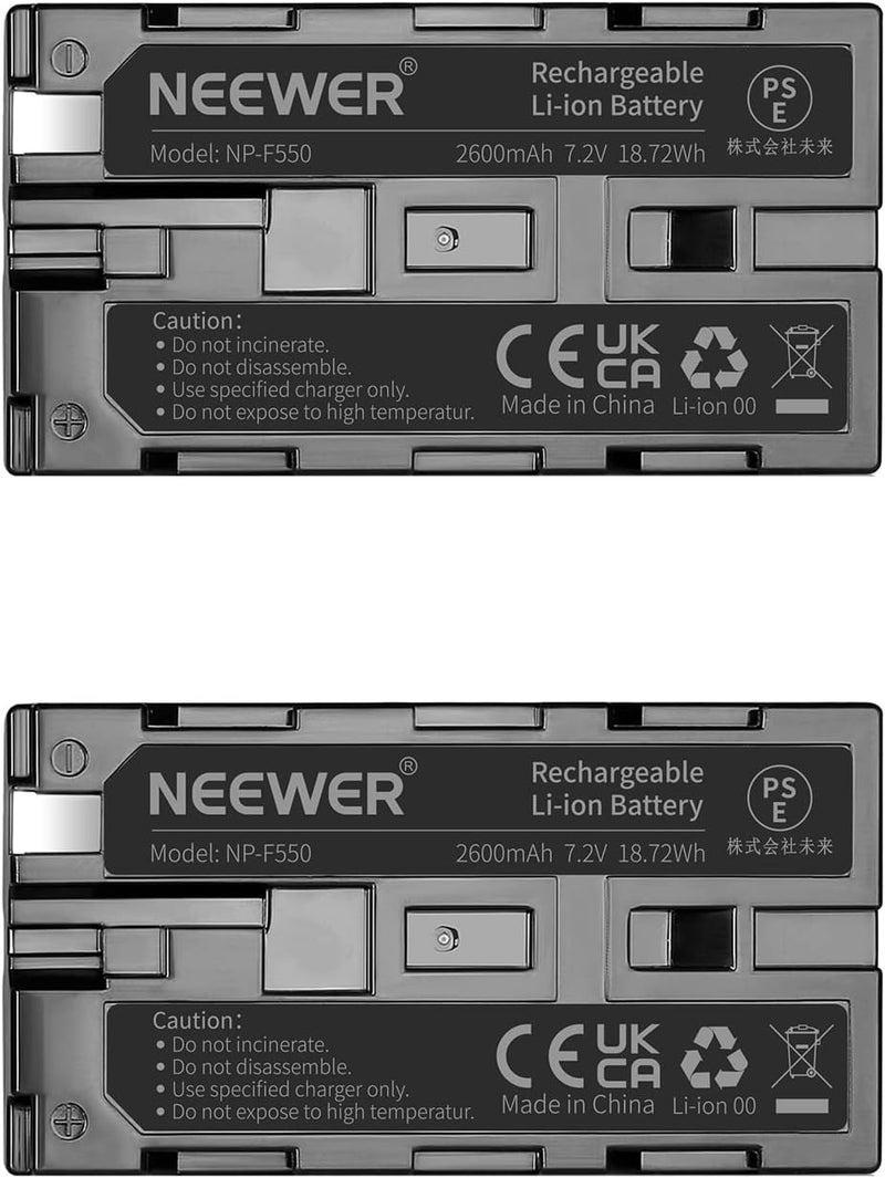 NEEWER®(2Pack)2600mAh Sony NP F550/570/530 Ersatzakku für Sony HandyCams,NEEWER Nanguang CN160,CN216