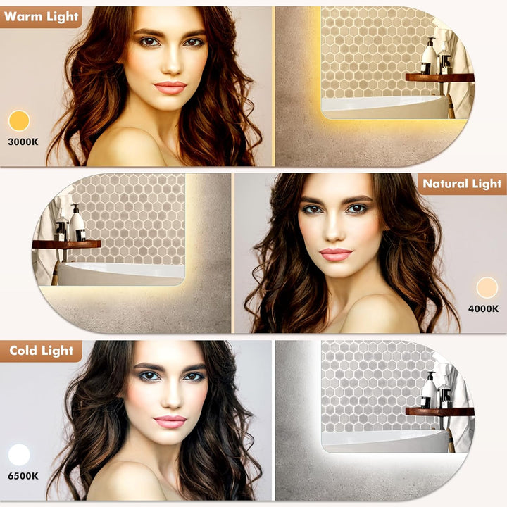 Badspiegel LED Spiegel mit Beleuchtung 80x60cm | Wandspiegel Badezimmerspiegel | Kosmetikspiegel Sch