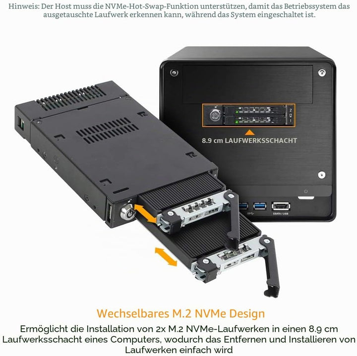 ICY DOCK ToughArmor MB834M2K-B - 2X M.2 NVMe PCIe4.0 bis zu 64Gbps SSD zu 2X MiniSAS HD Hot Plug Wec