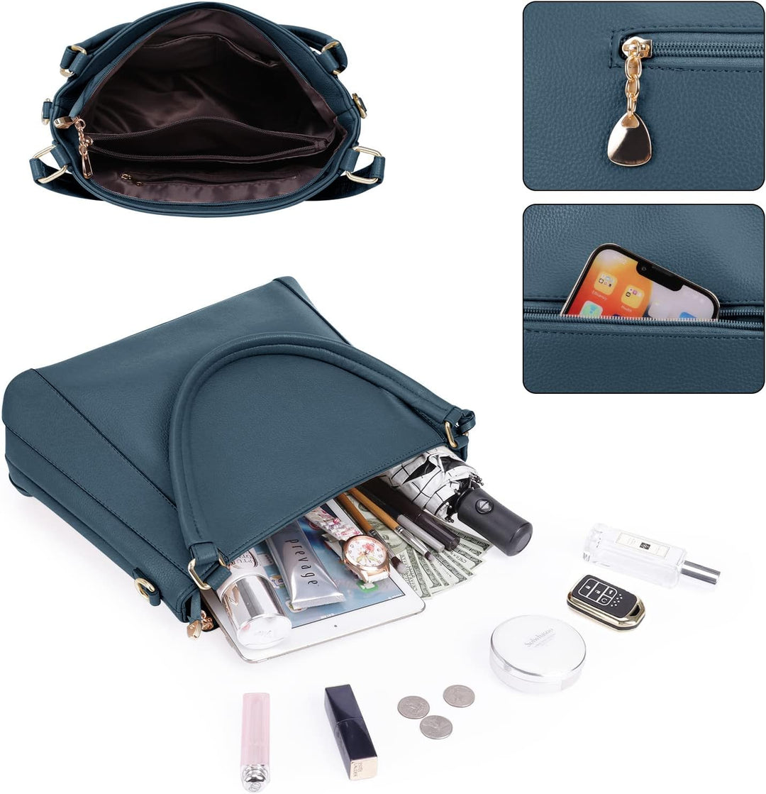 HAWEE Mode Damen Handtasche aus Weiches PU-Leder Umhängetasche Grosse Schultertasche mit Reissversch