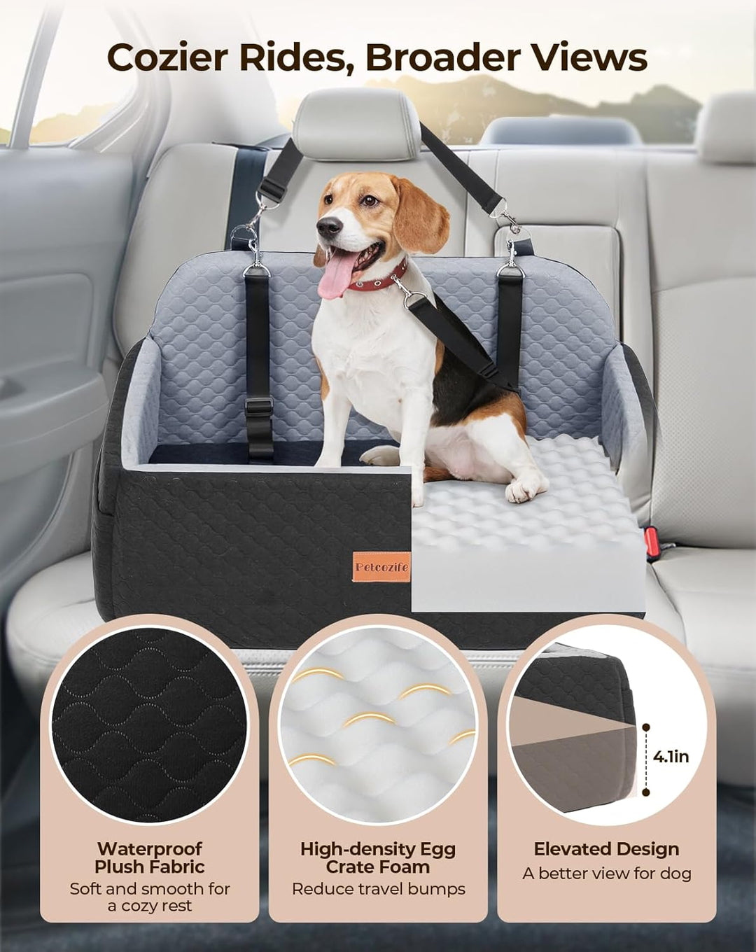 Hunde Autositz für Grosse & Mittlere Hunde, Hundesitz Auto Rückbank für Unter 25 KG oder 2 Kleine, A