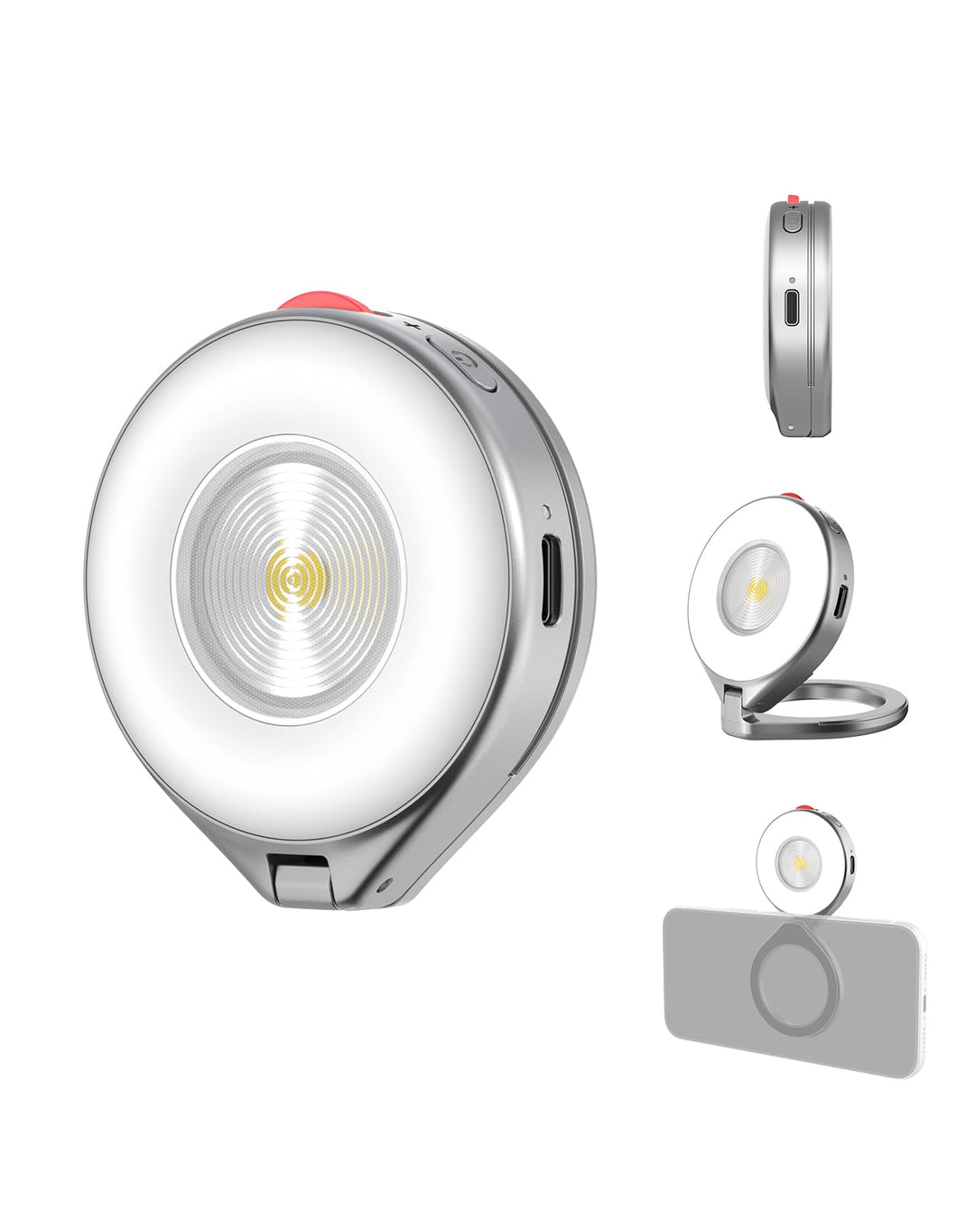 TELESIN 2-in-1 Magnetische Selfie- & Blitzleuchte für iPhone, 5000 Lux MagSafe Ringlicht, 2500K–6500