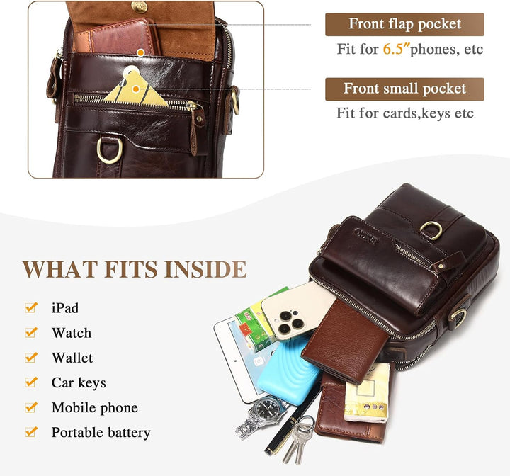 BAIGIO Schultertasche Herren Umhängetasche Leder Herrentasche Vintage Crossbody Messenger Bag für Ar