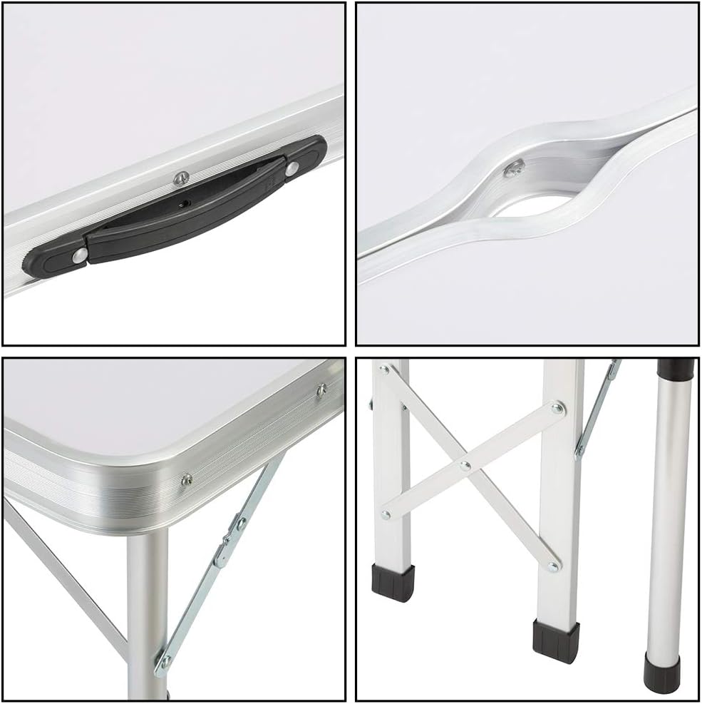CASARIA® Klapptisch Wetterfest Höhenverstellbar Campingtisch mit Bänken Gartentisch Falttisch 120x60