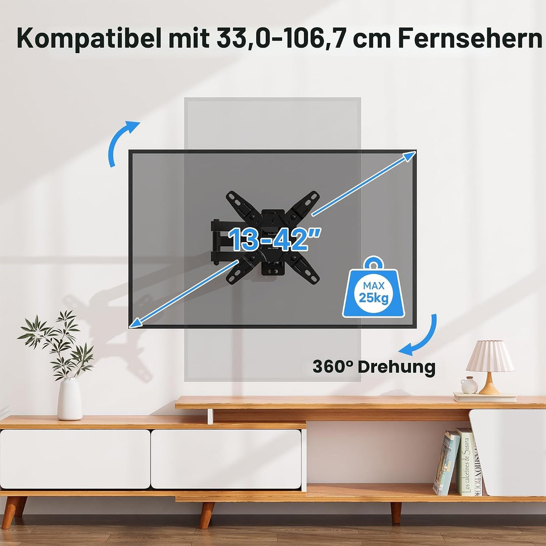 BONTEC TV Monitor Wandhalterung für 13-42 Zoll LED LCD OLED Flachbildschirm und Curved TVs bis zu 25