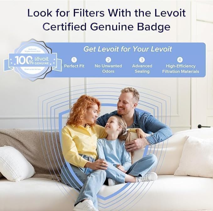 LEVOIT LV-H126 Luftreiniger-Ersatzfilter, echter HEPA-Filter, hocheffizienter Aktivkohlefilter, 3 zu