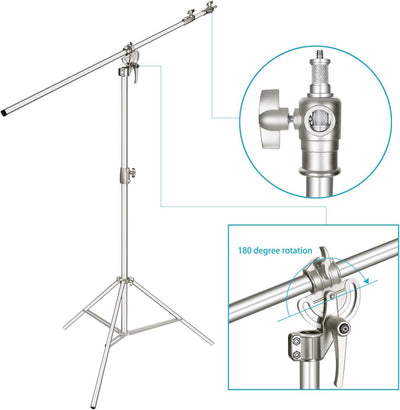 Neewer Fotostudio 2-in-1 Lichtstativ 123-385cm Höhenverstellbar mit 216cm Auslegerarm und Sandsack z