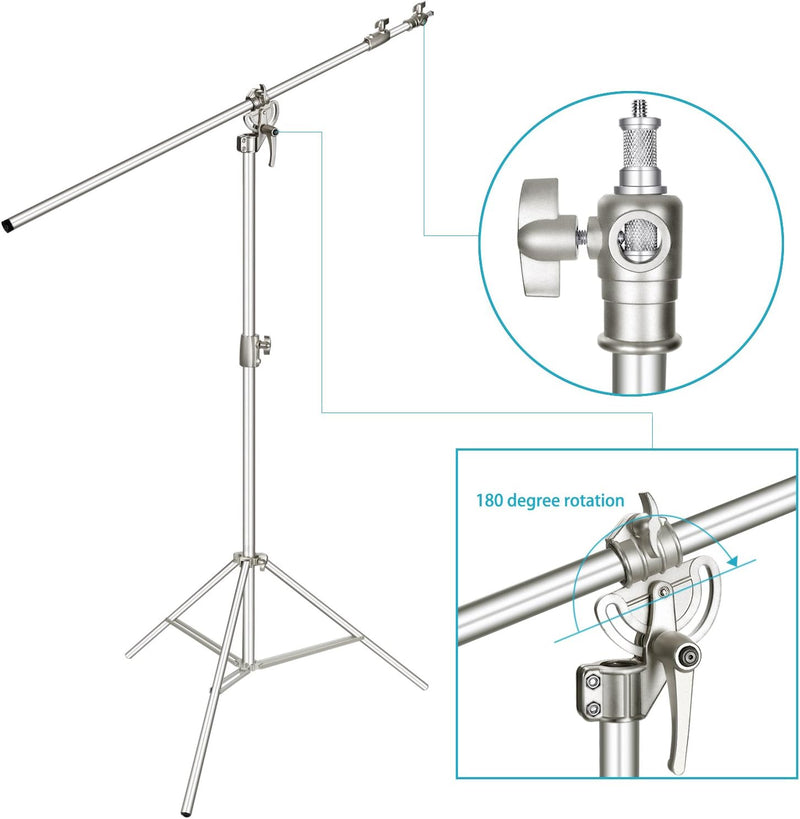 Neewer Fotostudio 2-in-1 Lichtstativ 123-385cm Höhenverstellbar mit 216cm Auslegerarm und Sandsack z