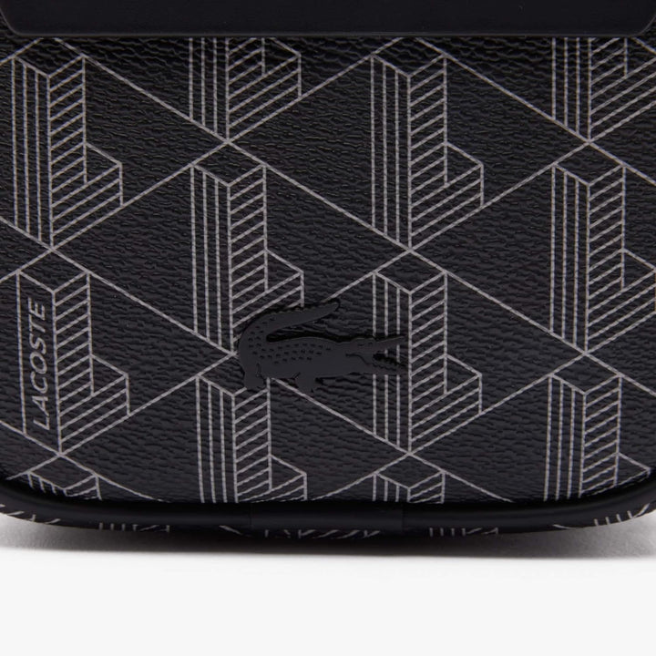 Lacoste Herren Nh4409lx Handtasche, Monogram schwarz grau, Einheitsgrösse EU, Monogram Schwarz Grau