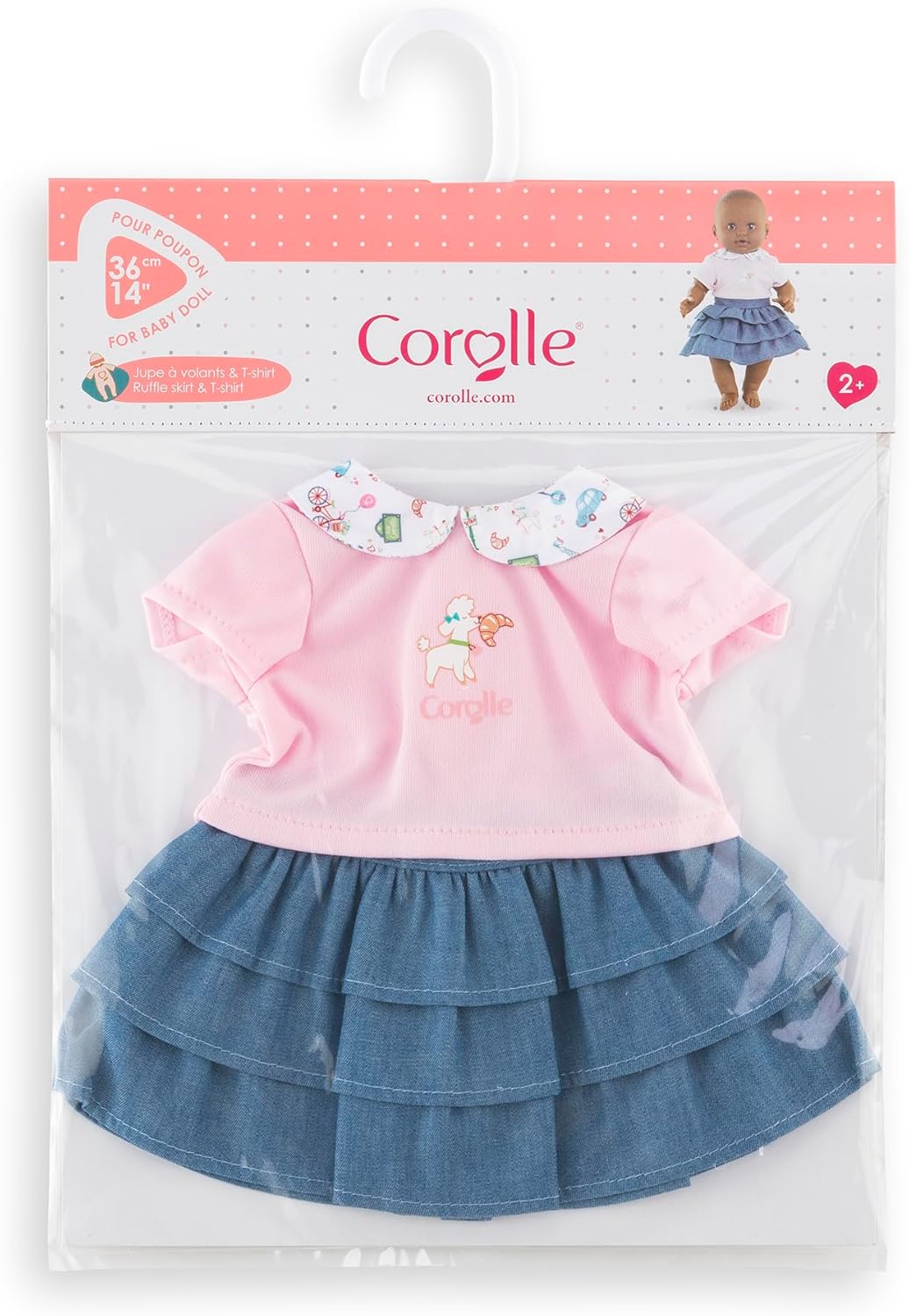 Corolle Mon Grand Poupon Rock und Shirt, Paris, für alle 36 cm Babypuppen, ab 2 Jahren