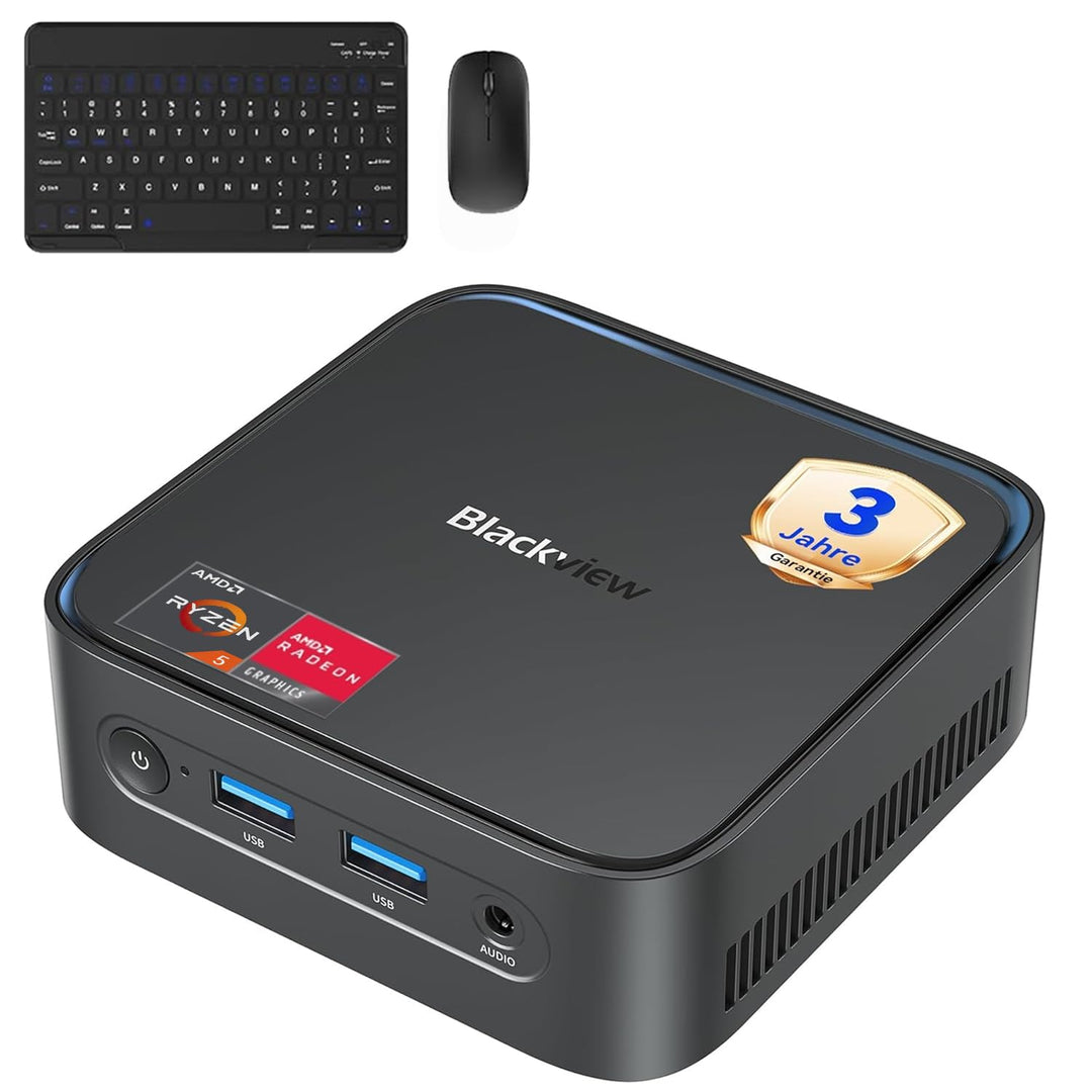 Blackview 2026 MP50 Mini PC mit Tastatur und Maus, AMD Ryzen 5 3500U Mini Computer, Radeon Vega 8 Gr