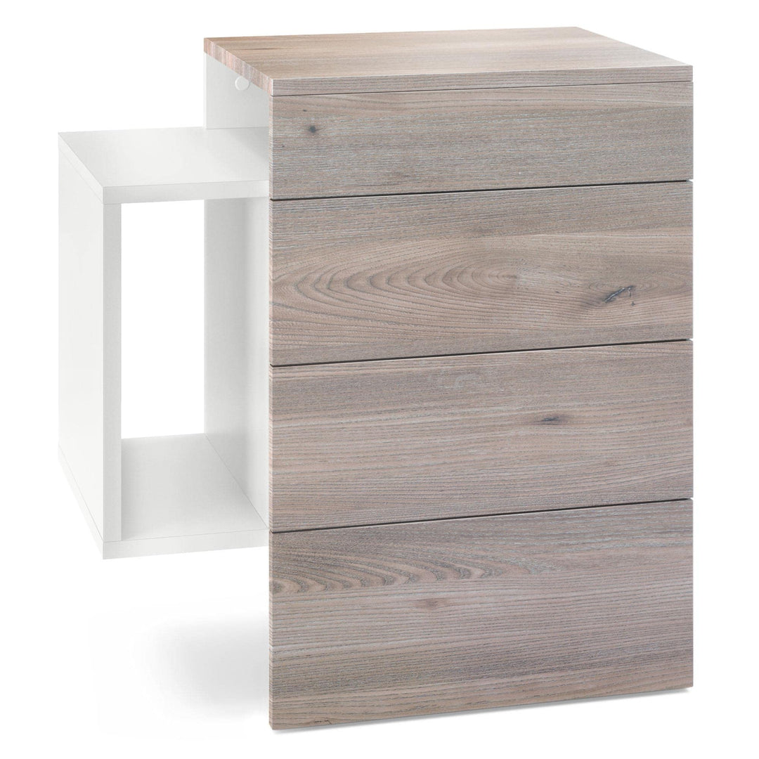 Vladon Nachttisch Queens, Made in Germany, Nachttischschrank mit 2 Schubladen und 1 seitlichem Fach