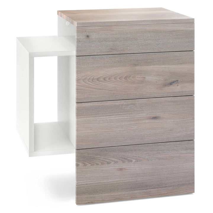 Vladon Nachttisch Queens, Made in Germany, Nachttischschrank mit 2 Schubladen und 1 seitlichem Fach