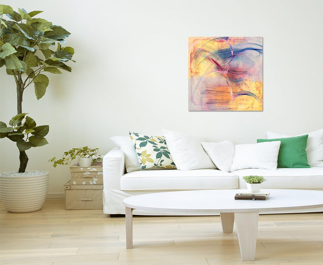Paul Sinus Art Abstraktes Bild auf Leinwand Bunte Linien Abstrakt146- dekorativer Einteiler Wandbild