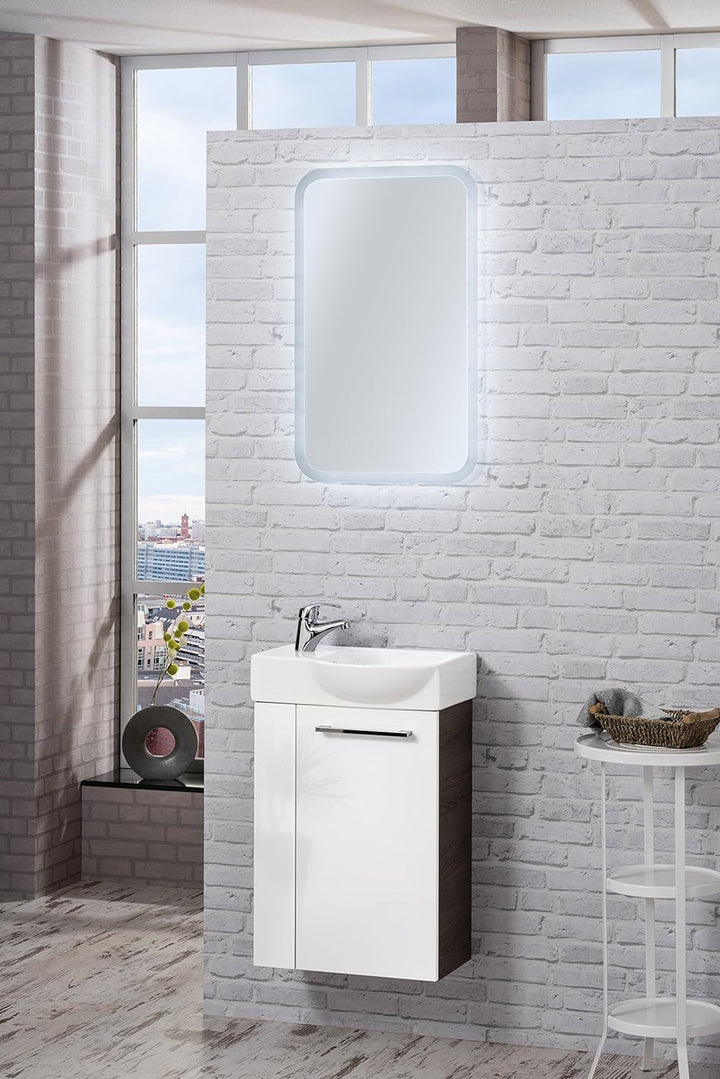 FACKELMANN Waschbecken rechts Gäste-WC / Waschtisch aus Keramik / Masse (B x H x T): ca. 45 x 10,5 x