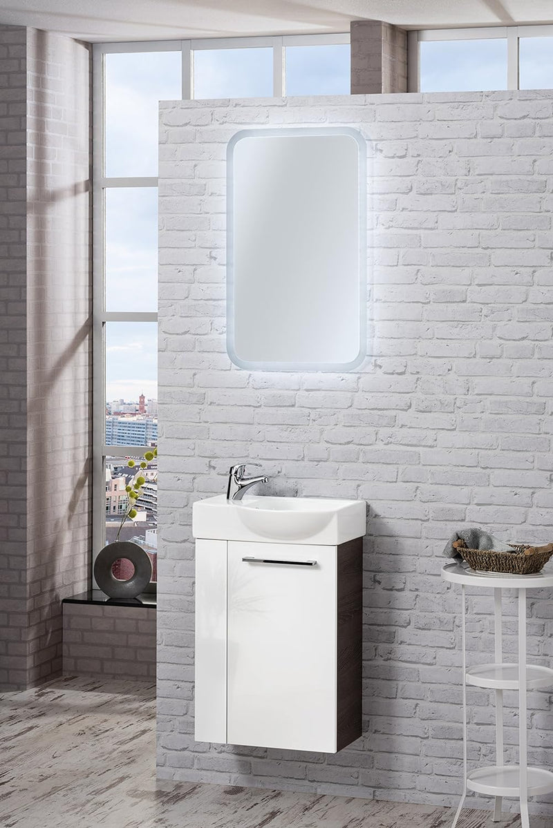 FACKELMANN Waschbecken rechts Gäste-WC / Waschtisch aus Keramik / Masse (B x H x T): ca. 45 x 10,5 x