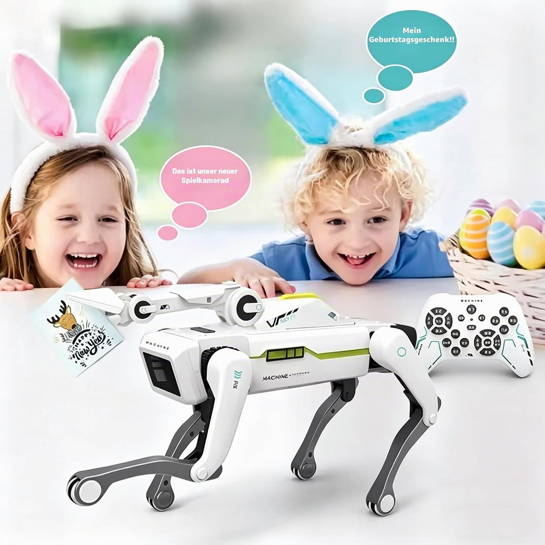 X-Verse 8008 RC Roboter Hund, Sprach und Interagieren mit Langarm Clip, Programmierbarer Tanz Musik