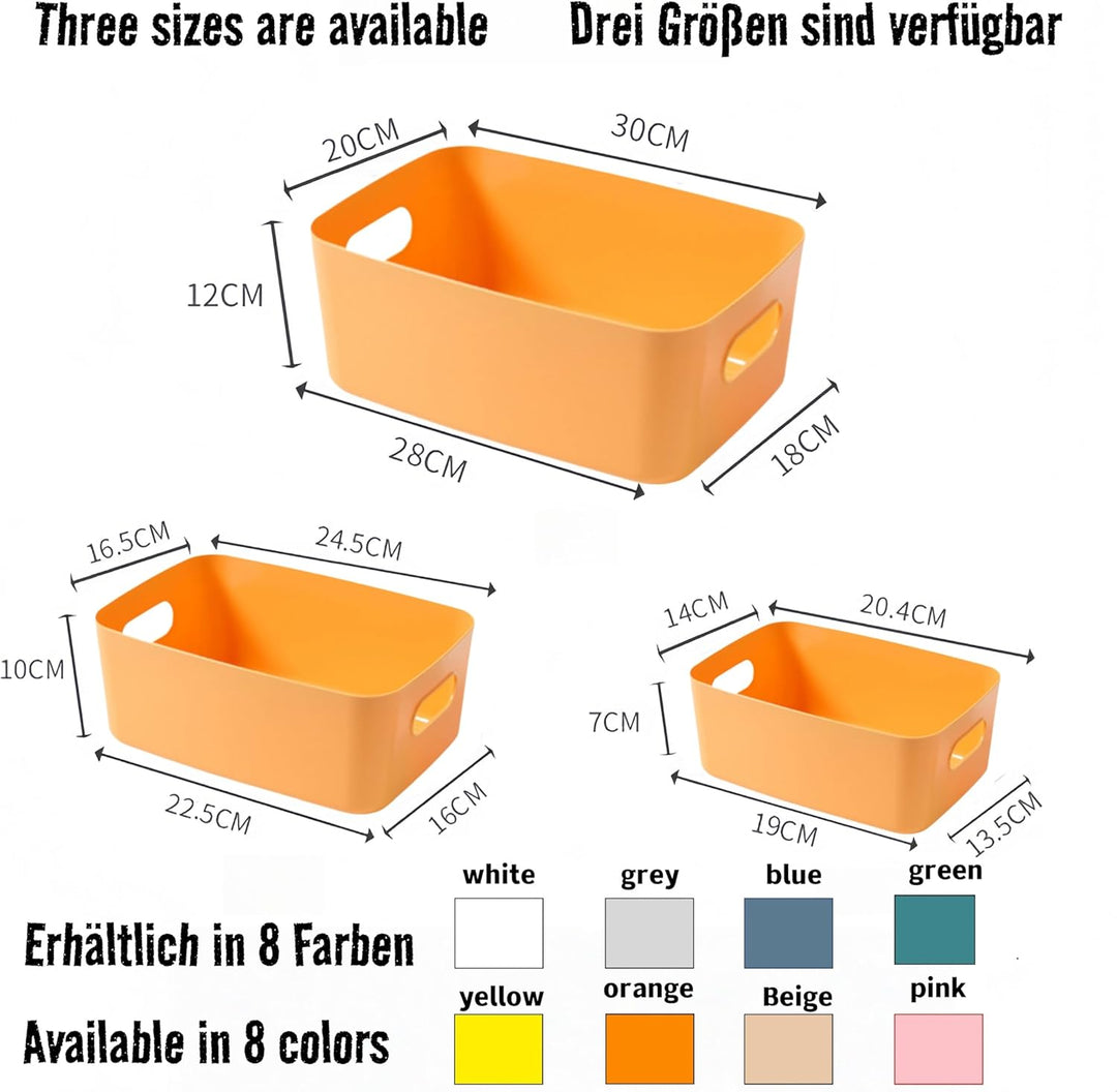 5 stück Aufbewahrungsbox Kunststoff Gelb 25×18×10 cm, Aufbewahrungsboxen mit Griff,Boxen Aufbewahrun