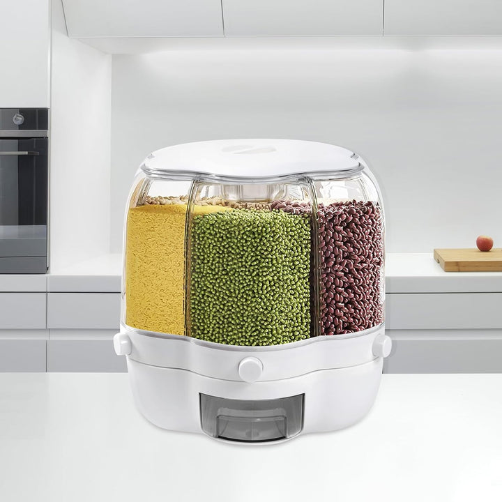 Getreidespender, 6-Grid Rotating Dry Food Dispenser, Aufbewahrungsbehälter, Für Getreide, Reiseimer,