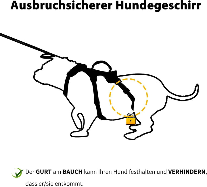Huntboo Hundegeschirr Ausbruchsicher, Hundegeschirr Grosse Hunde, Reflektierender Gurt mit Gepolster