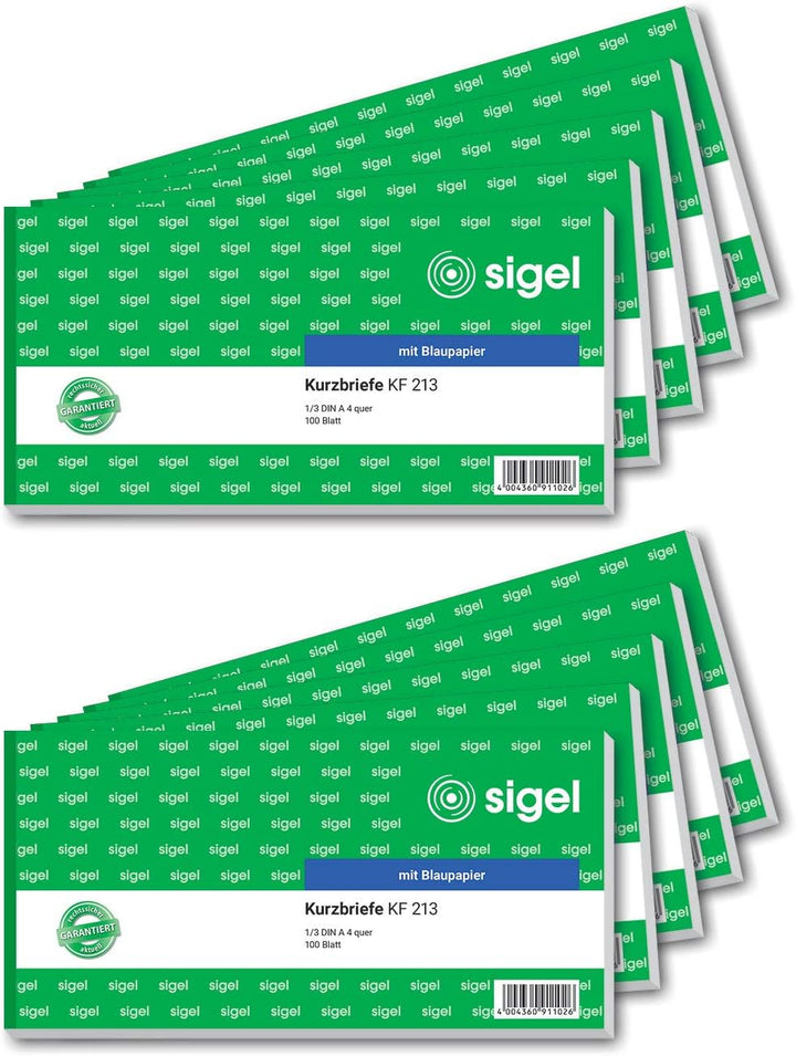 SIGEL KF213/10 Kurzmitteilung "Kurzbrief", 1/3 A4 quer, 10 Stück á 100 Blatt 10 Stück einfach, 10 St