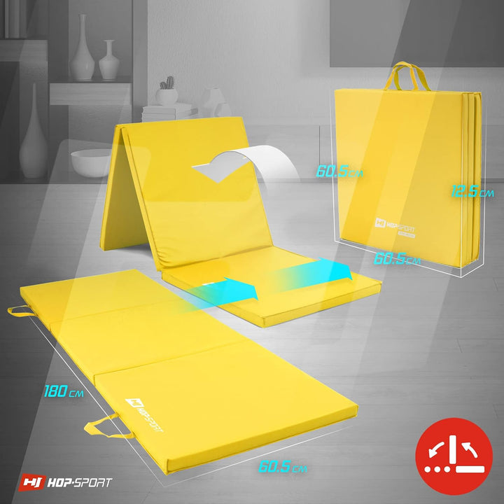 Hop-Sport Turnmatte klappbar - Bodenweichmatte für zuhause 180x60x5cm - Fitnessmatte, Gymnastikmatte