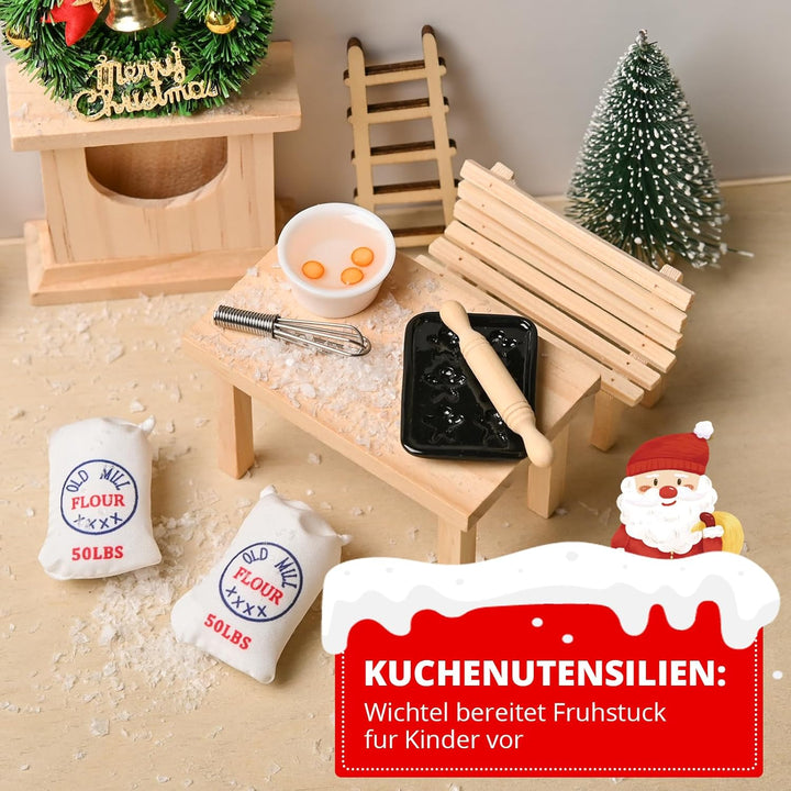 EIKEJI 57 PCS Wichteltür Komplettset, Wichteltür Zubehör Weihnachten Set, Wichtel Tür Im Dunkeln Leu