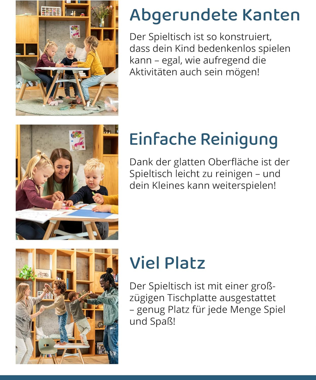 Ziza Spieltisch ab 1 Jahr Vanilla - Kindertisch für die ersten Lebensjahre ideal zum Spielen, Malen