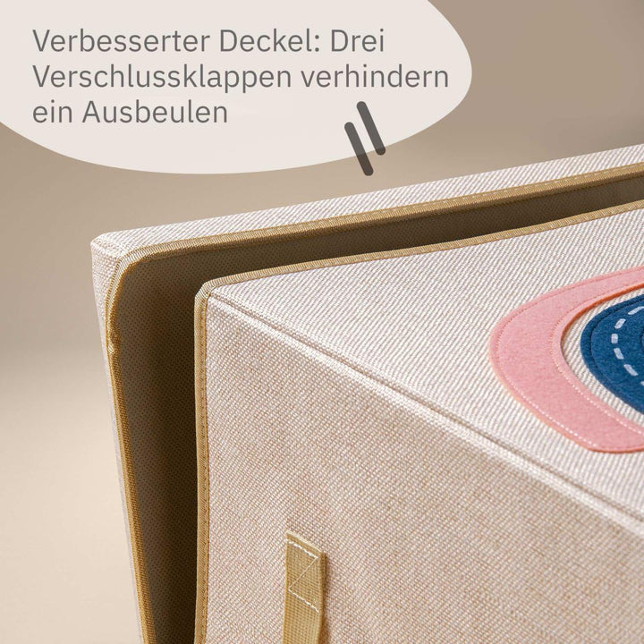 Aufbewahrungsbox mit Deckel und Regenbogen I Spielzeugbox mit Motiv passend für Würfelregale I Ordnu