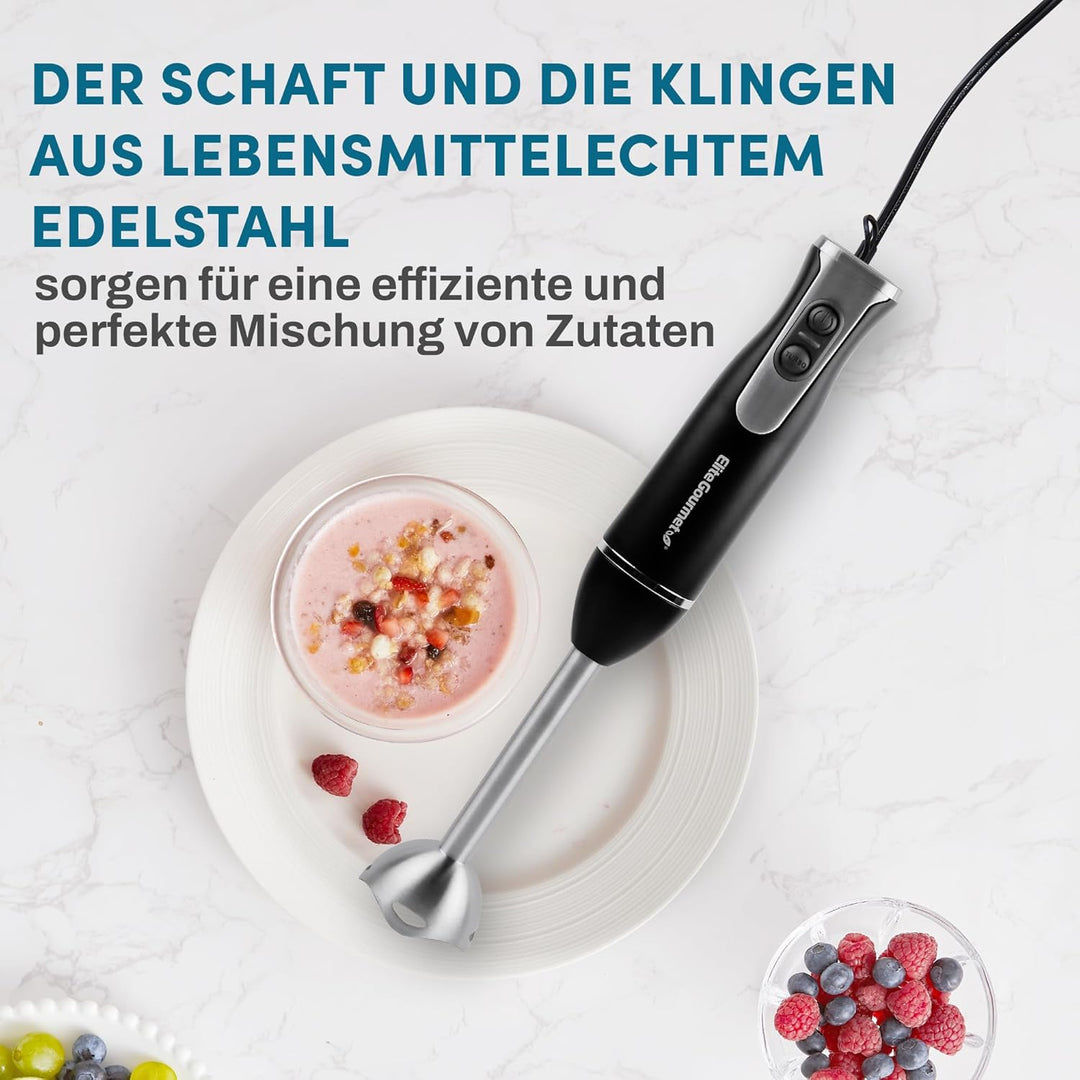 Elite Gourmet EHB1015 Stabmixer, 500 W, 2 Geschwindigkeiten, mit Edelstahlklingen, abnehmbarer Mixko