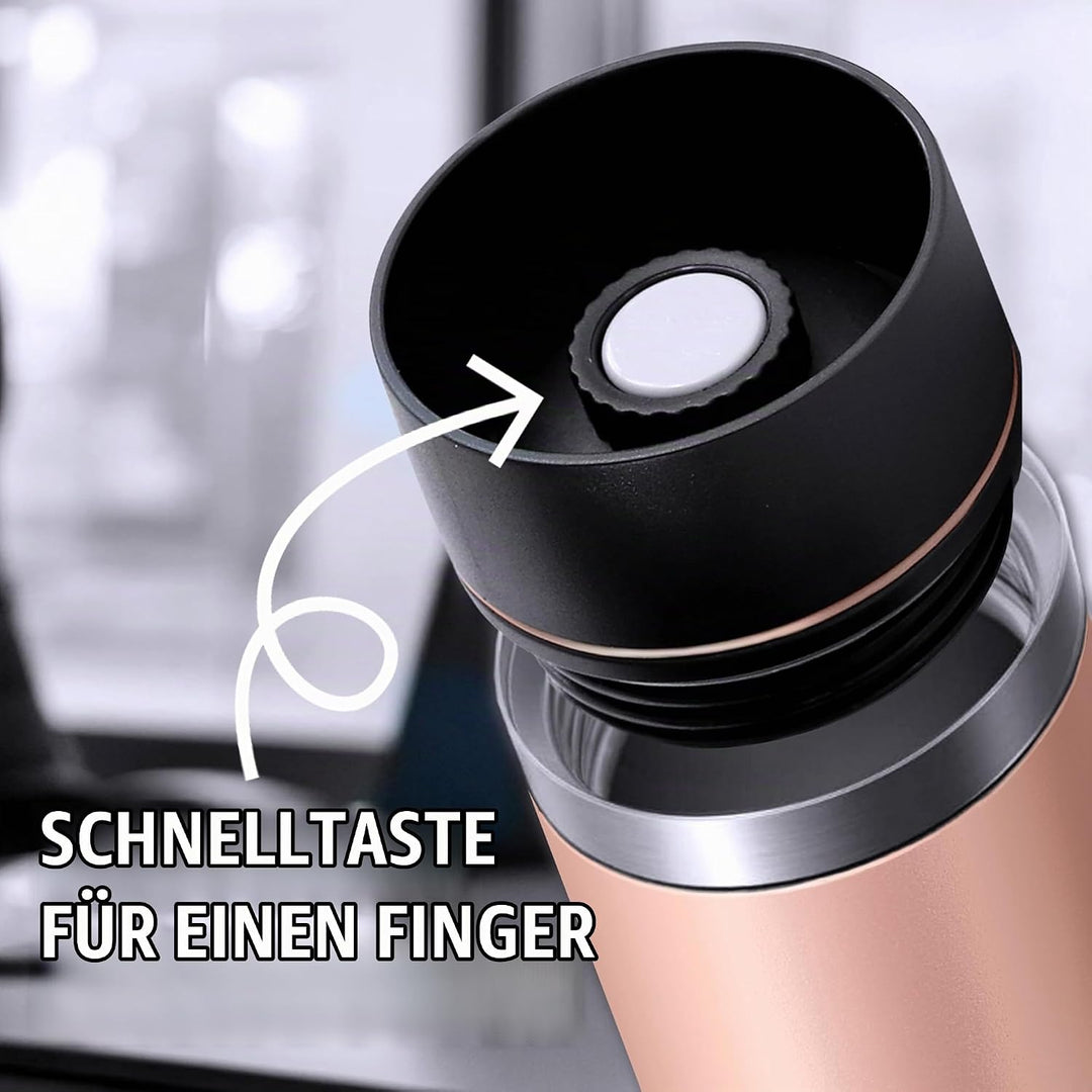 Thermobecher 460ml Travel Mug puderrosa Inox Edelstahl, Kaffeebecher/Isolierbecher Pulverbeschichtun