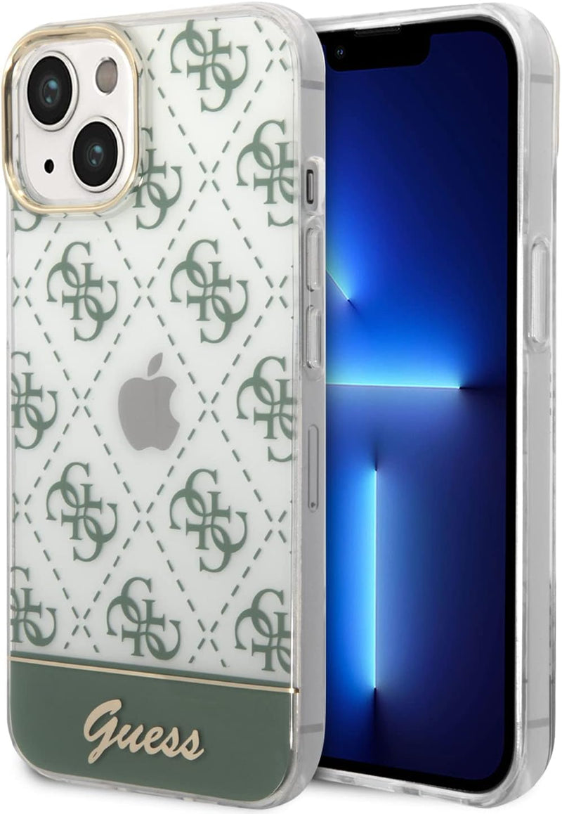 Guess 4G Pattern Script Collection Hardcase Hülle Cover für Apple iPhone 14 Plus Khaki