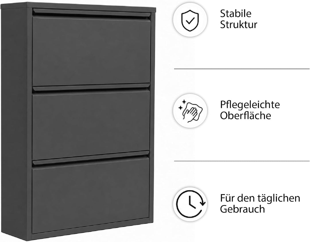 Klapp-Schubladen-Schuhschrank, Aufbewahrungs-Organizer, freistehendes Schuhregal, Wandmontage, Keine