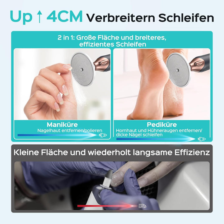 COSLUS Elektrische Nagelfeile Tragbar Kabellos: 5-in-1 Professionelle Maniküre Pediküre set mit LED