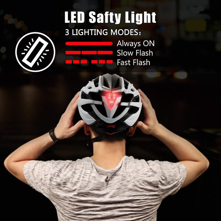Shinmax Fahrradhelm mit LED-Beleuchtung, Fahrradhelm mit Sicherheitsbeleuchtung, magnetischer Fahrra