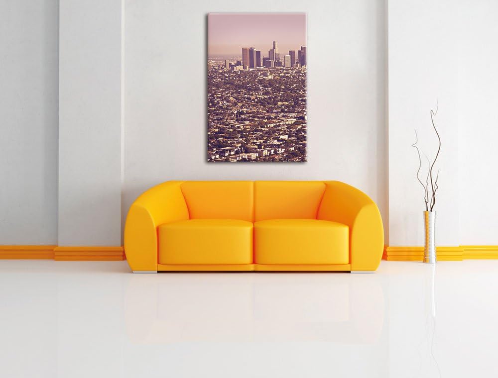Pixxprint Los Angeles City Grossstadt / 100x70cm Leinwandbild bespannt auf Holzrahmen/Wandbild Kunst