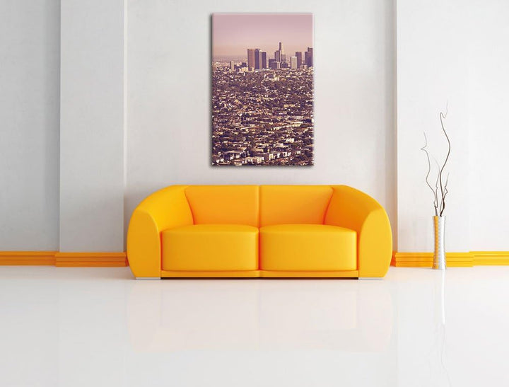 Pixxprint Los Angeles City Grossstadt / 100x70cm Leinwandbild bespannt auf Holzrahmen/Wandbild Kunst