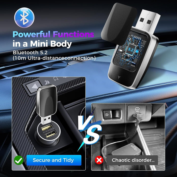 2026 Wireless Carplay & Android Auto Adapter 2-in-1, 2.4+5.0 GHz WiFi Android Auto Adapter, Plug and