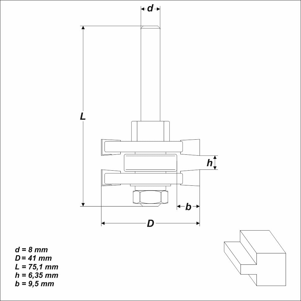 HM Federfräser 6,35 mm Ø 41 mm Schaft 8 mm Scheibenfräser Holzfräser Fräser