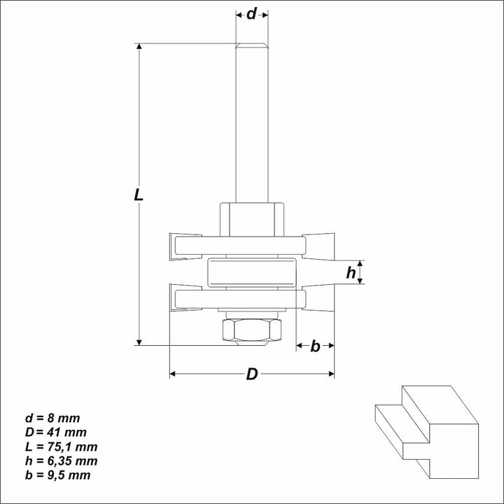 HM Federfräser 6,35 mm Ø 41 mm Schaft 8 mm Scheibenfräser Holzfräser Fräser