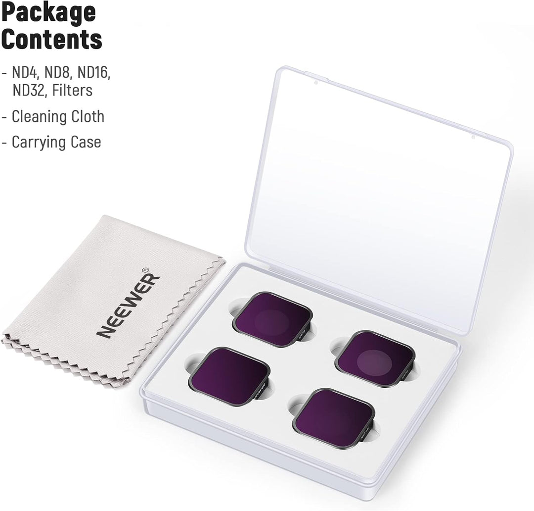 NEEWER 4er Pack ND4/ND8/ND16/ND32 ND Filter Set kompatibel mit GoPro Hero 12 11 10 9, mehrfach besch