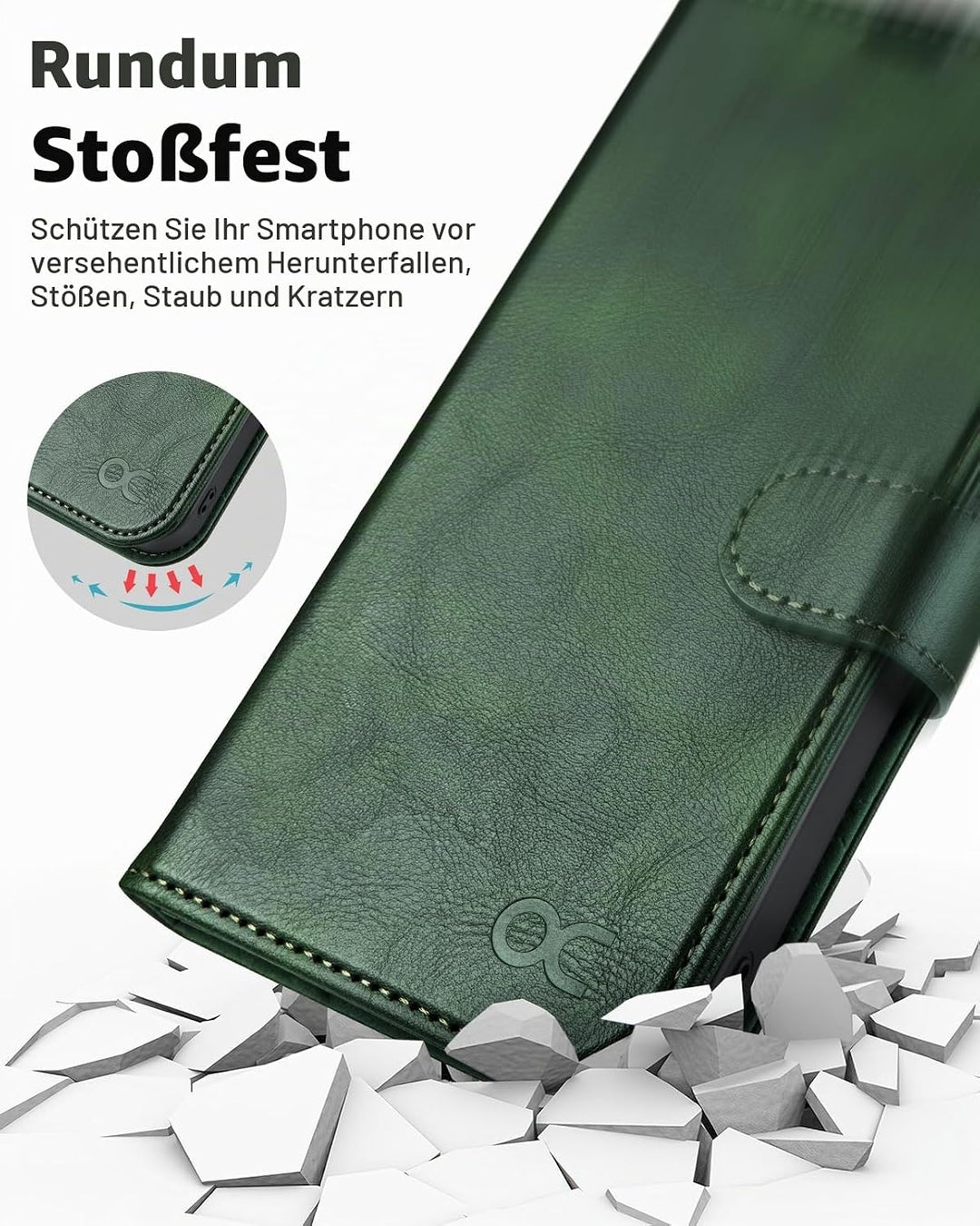 OCASE iPhone 15 Pro Max Hülle(2in1) Leder Stossfestes Case [Abnehmbare magnetische Hülle] [Kabellose