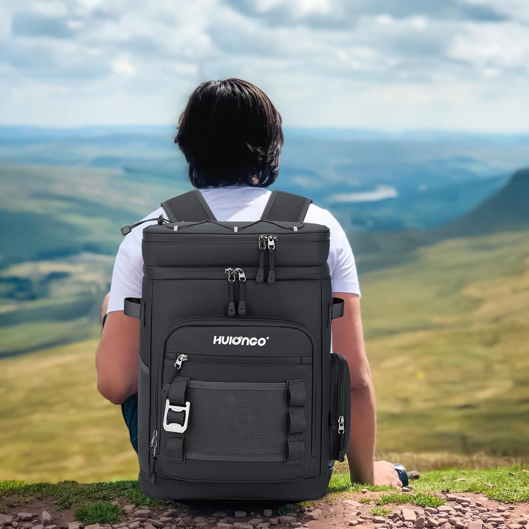 Grosser Wasserdichter Isolierter Kühlrucksack Auslaufsicherer Faltbar Kühler Rucksack, pure black