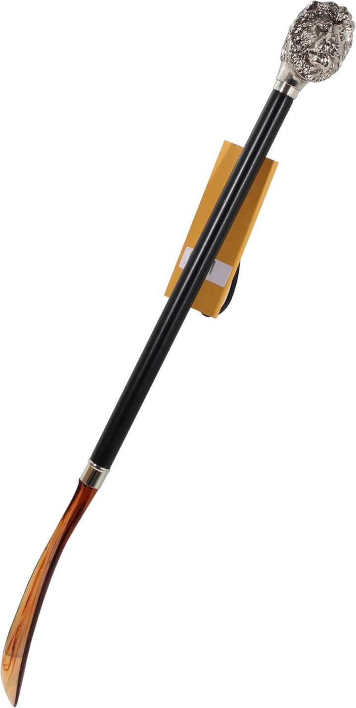 DELFA Design Gravur/Laserung Schuhanzieher Schuhlöffel - 70 cm mit silbernem Löwen als Griff - schwa